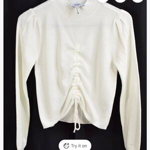 Chriselle Lim Madison Ruched Sweater Ivory Size Xs  Elegant ivory